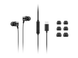 Lenovo 4XD1J77351 écouteur/casque Avec fil Ecouteurs Bureau/Centre d'appels USB Type-C Noir
