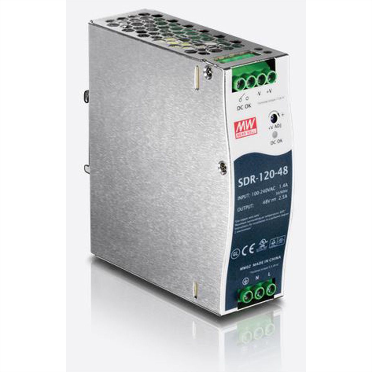 Mean Well SDR-120-48 Alimentation Glissières DIN 120W 48V DC