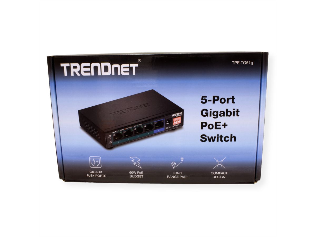 TRENDnet TPE-TG51G Switch PoE+ Gigabit à 5 ports