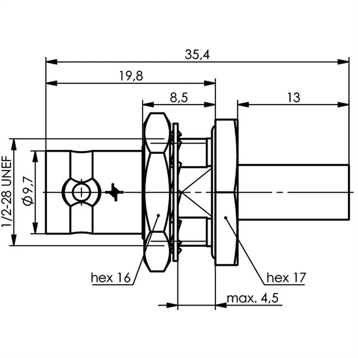TELEGÄRTNER Prise BNC encastrable pour câble 50 ohms pour RG-58C/U