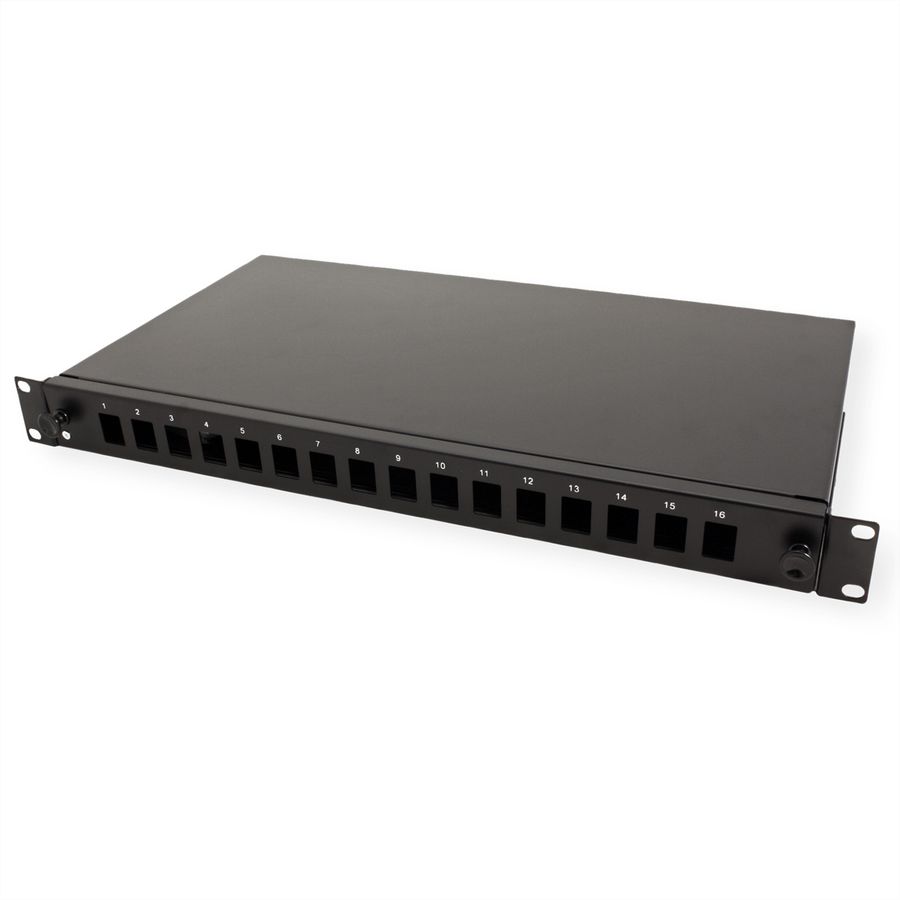 ROLINE Panneau FO 19" vide, 1U, 16 ports, pour Keystones FO, noir