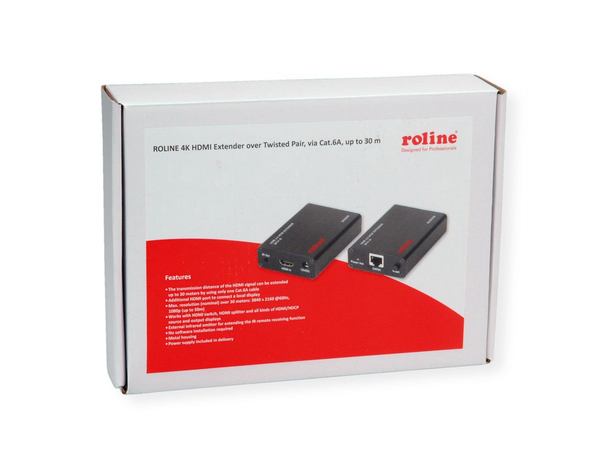 ROLINE Prolongateur HDMI A/V via Cat.6A, 4K@60Hz, 30m/45m