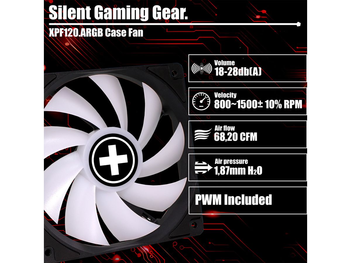 Xilence XPF120.ARGB 120mm PWM Ventilateur de boîtier, ARGB LED