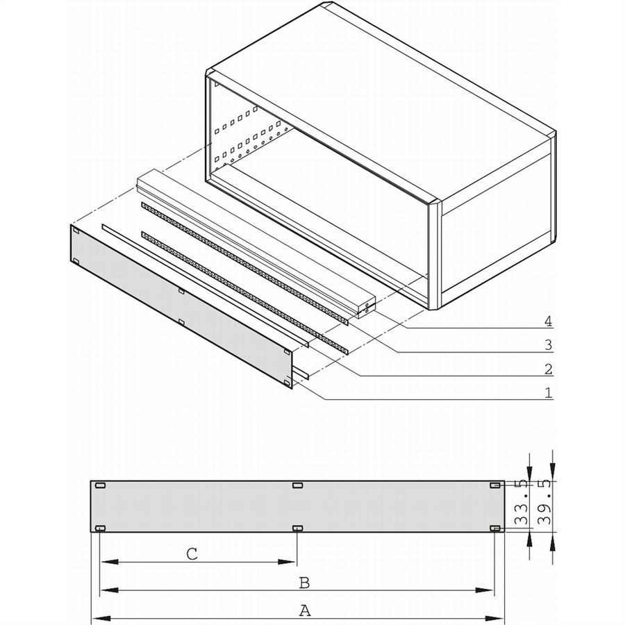 SCHROFF Panneau frontal partiel CEM 1 U - PANNEAU FRONTAL PARTICULIER HF 1U 84TE