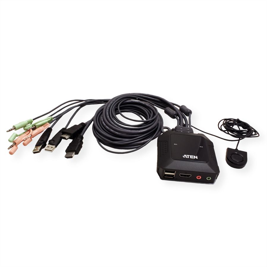 ATEN CS22H Commutateur KVM câble HDMI 4K USB 2 ports avec sélecteur de port distant