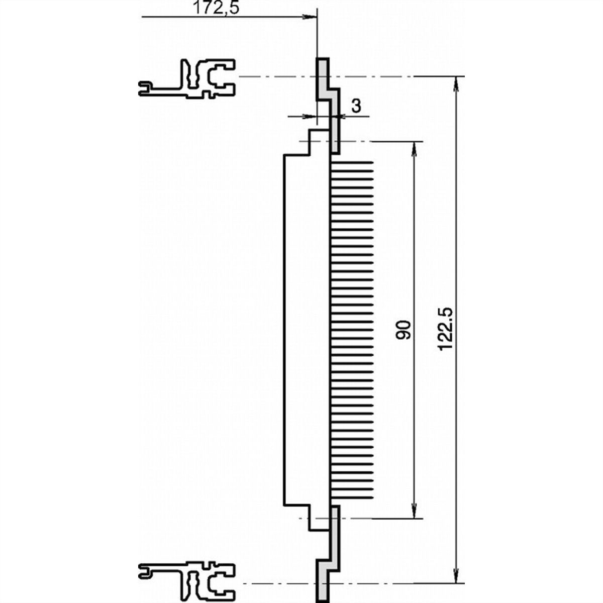 Rail en Z pour connecteur, EN 60603-2, 40 HP
