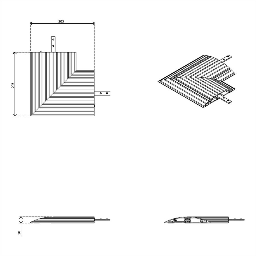 DATAFLEX Addit protège-câbles, connexion d'angle 482, argent