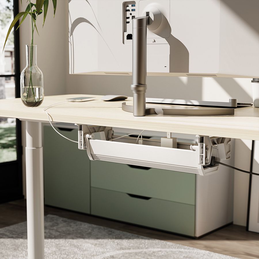 ROLINE Easy2Open Canal de câbles, montage sous le bureau, blanc, 44,9 cm