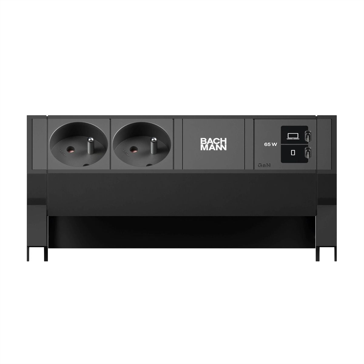 BACHMANN DESK2 2xUTE 1xUSB C/C 65W, L=0,2m RAL9005