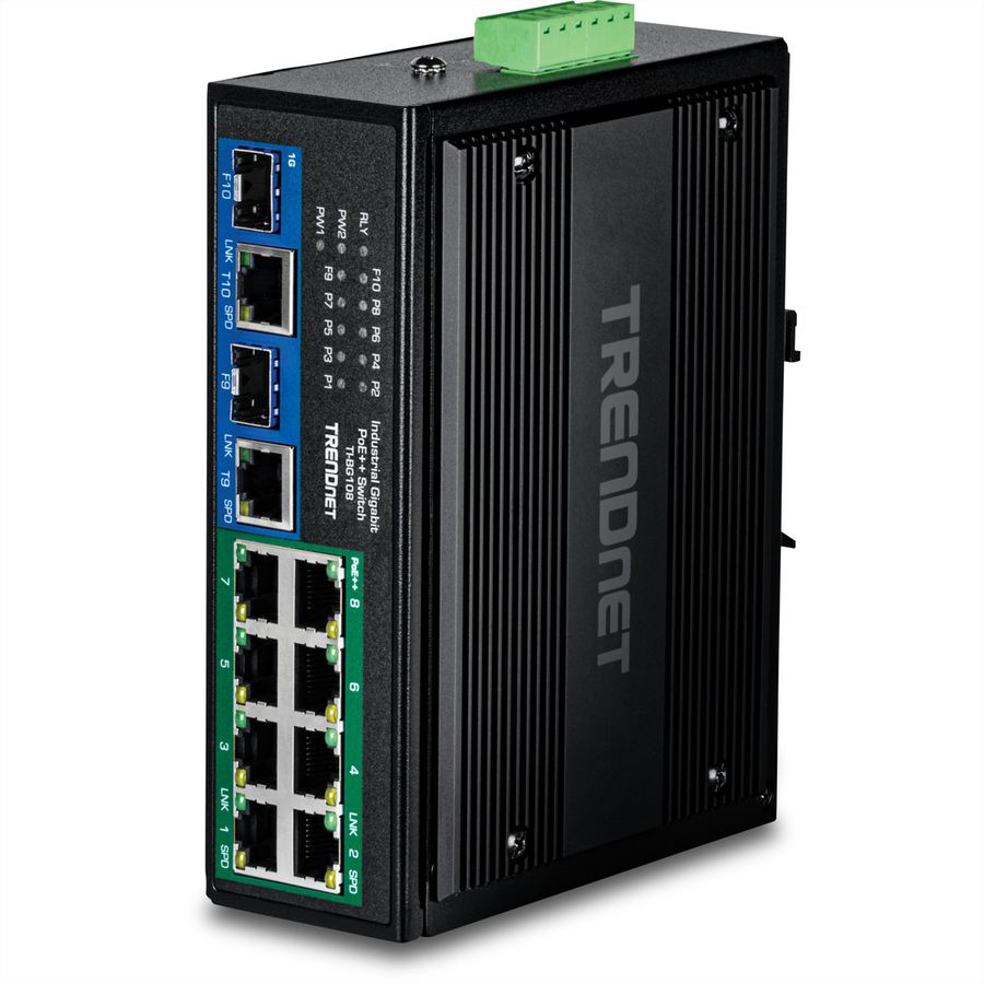 TRENDnet TI-BG108 Switch Rail DIN PoE++ 400W Gigabit industriel à 10 ports