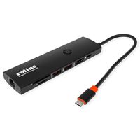 ROLINE Station d'accueil USB 3.2 Gen 2 type C multiports, HDMI 4K60, USB 3.2 Gen2, USB-C PD, LAN, SD-Card Reader
