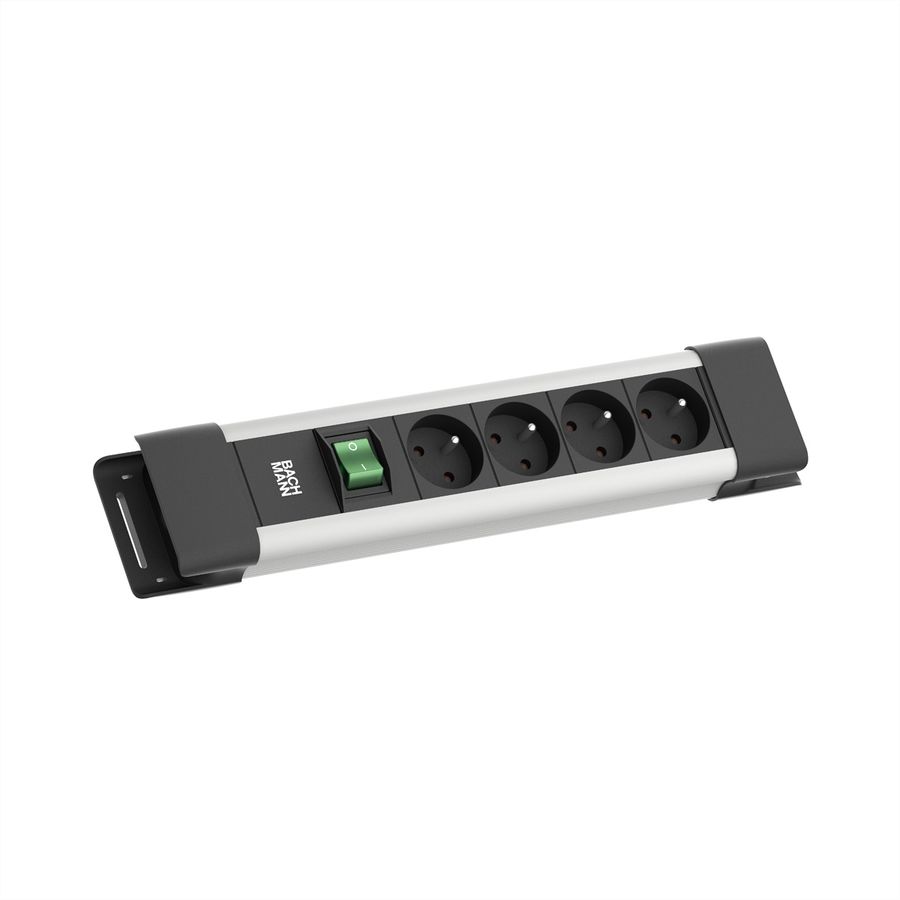 BACHMANN CONNECTUS 4xUTE , 1xinterrupteur 2,0m CEE7/7 gris