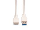 VALUE Câble USB 3.2 Gen 1, A M - Micro B M, blanc, 2 m