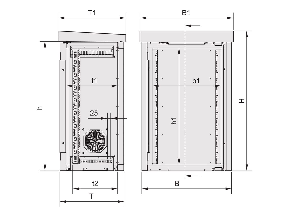 SCHROFF - Armoire unibody pour l'extérieur avec porte simple, 930H 16 U, 700W 500D