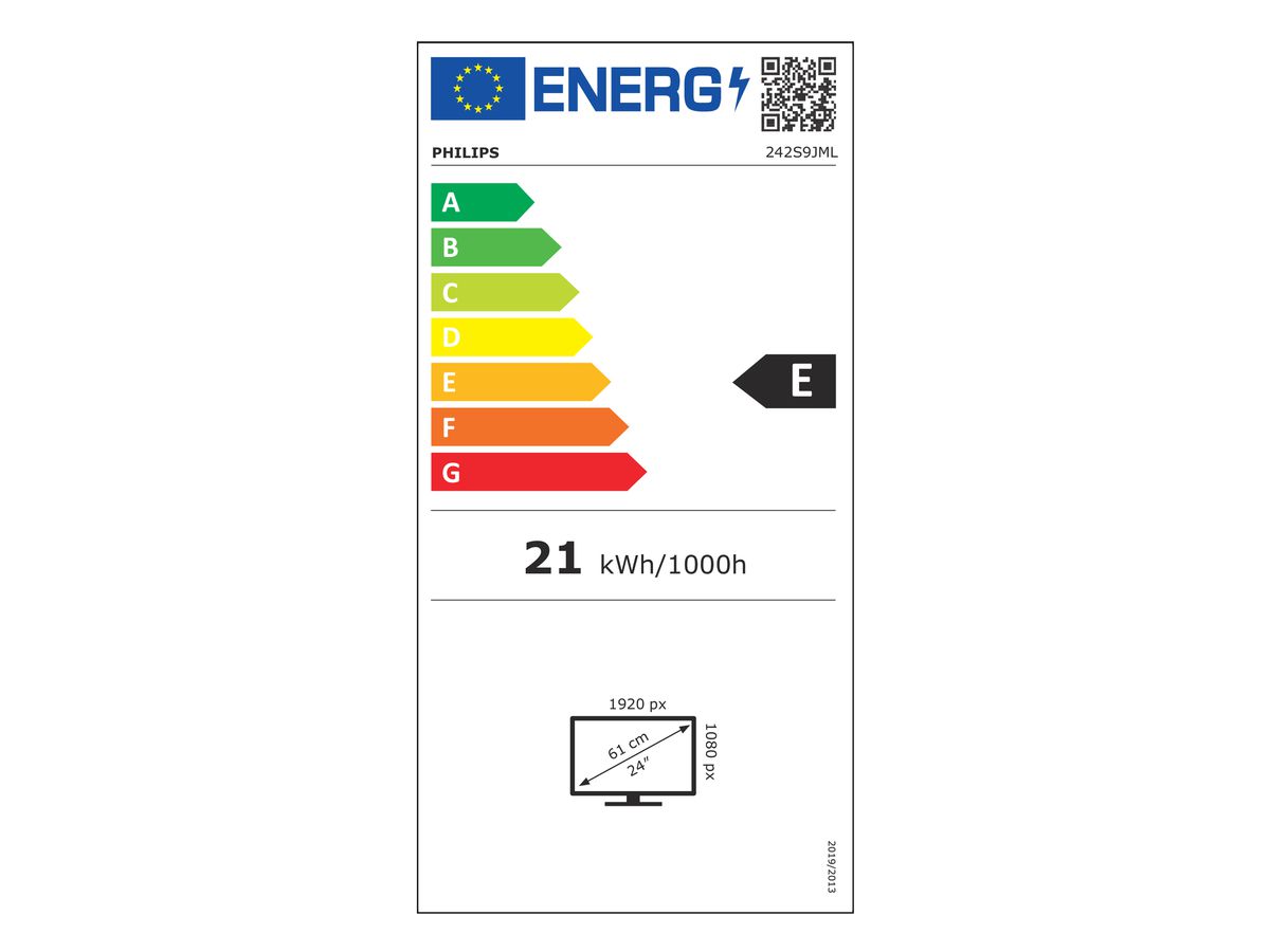 Philips S Line 242S9JML/00 LED display 61 cm (24") 1920 x 1080 pixels Full HD LCD Noir