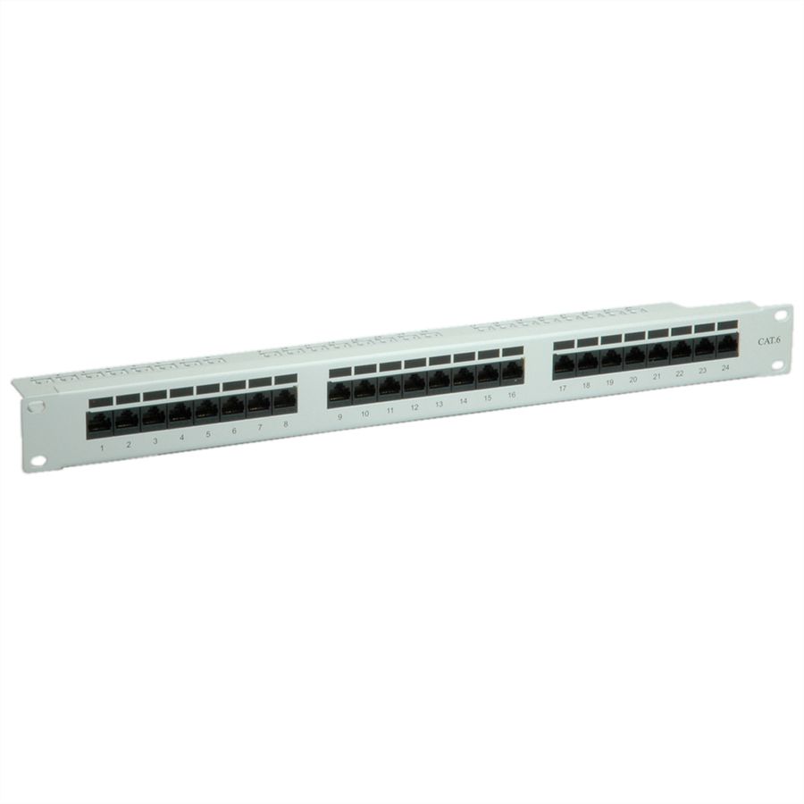 VALUE Panneau de brassage non blindé 19" Cat.6 (Classe E), 24 ports, gris