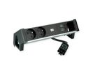 BACHMANN DESK2 ALU BLACK 2xUTE 1xCM 1xUSB A/C 22W 0,2m GST18
