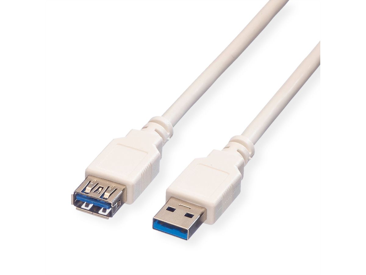 VALUE Câble USB 3.2 Gen 1 Type A-A, M/F, blanc, 1,8 m