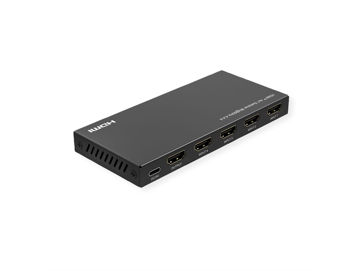 ROLINE Commutateur HDMI, 8K, 4 ports, avec télécommande IR