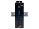 EXSYS EX-1580SHMVS Hub USB 3.2 Gen 1 métallique à 10 ports, géré, partageable en réseau, protection ESD 15 kV