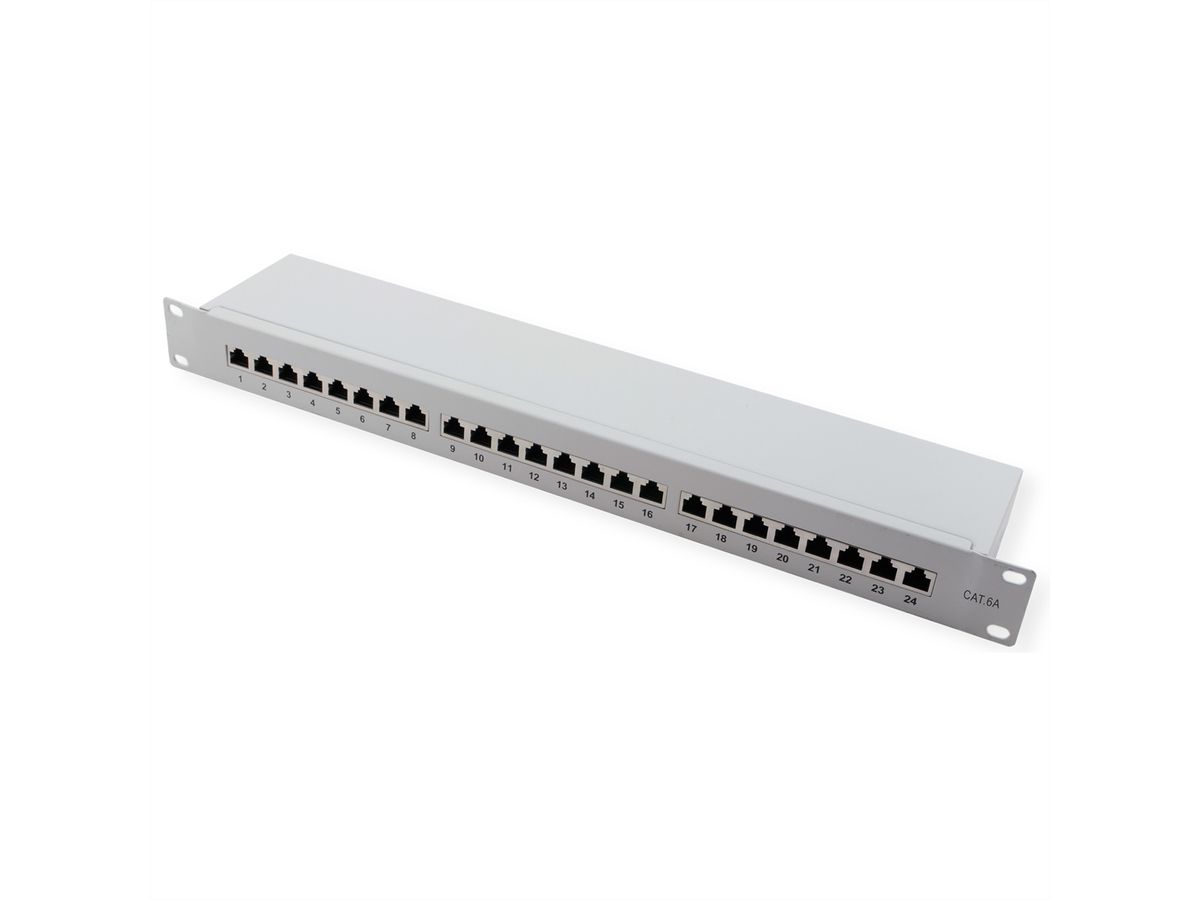 VALUE Panneau de brassage Cat.6A (Classe EA) 19", 24 ports, STP, gris