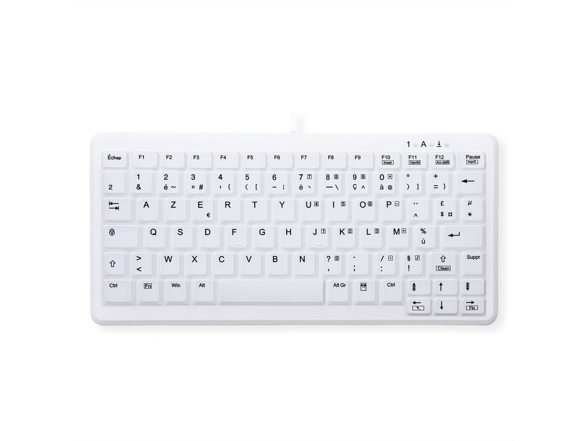 CHERRY MEDICAL KEY Clavier lavable compact sans pavé numérique, USB, blanc, IP68, MIS-D, VESA 75x75