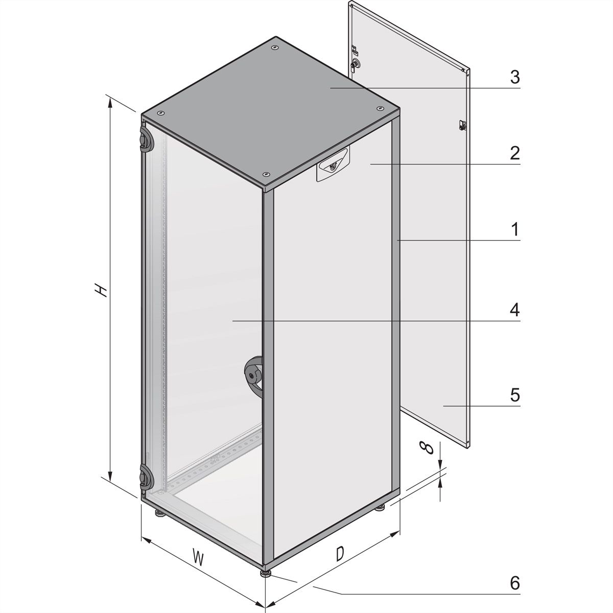 Armoire Novastar SCHROFF avec porte vitrée et panneau arrière, Heavy-Duty, RAL 7021/7035, 1745H 553W 800D
