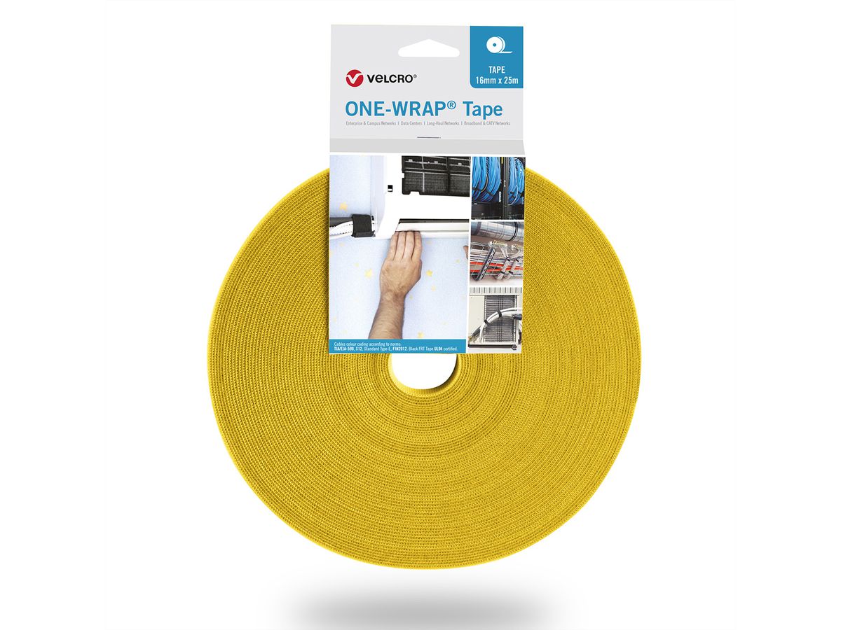 VELCRO® One Wrap® Bande 10 mm, jaune, 25 m