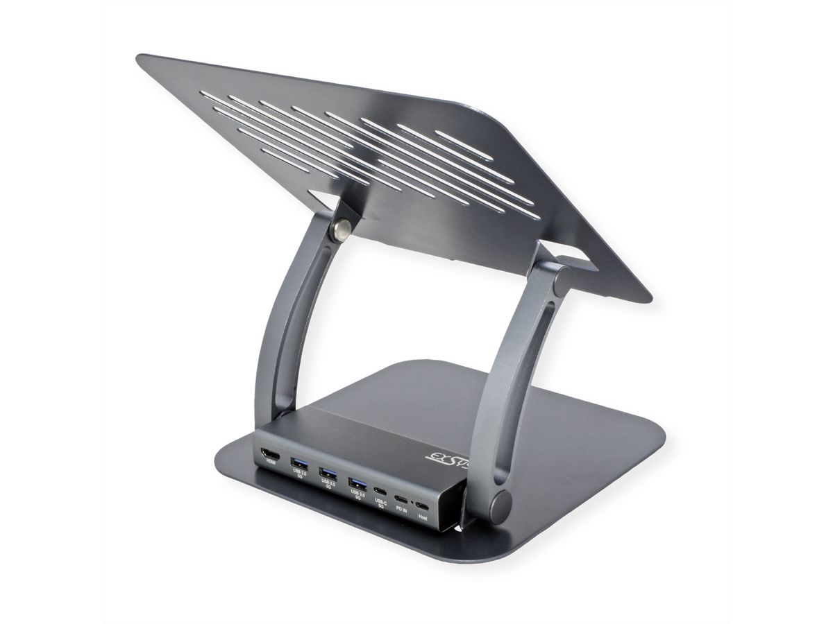 EXSYS EX-1224HM Support pour ordinateur portable, avec station d'accueil USB-C 7 en 1 amovible