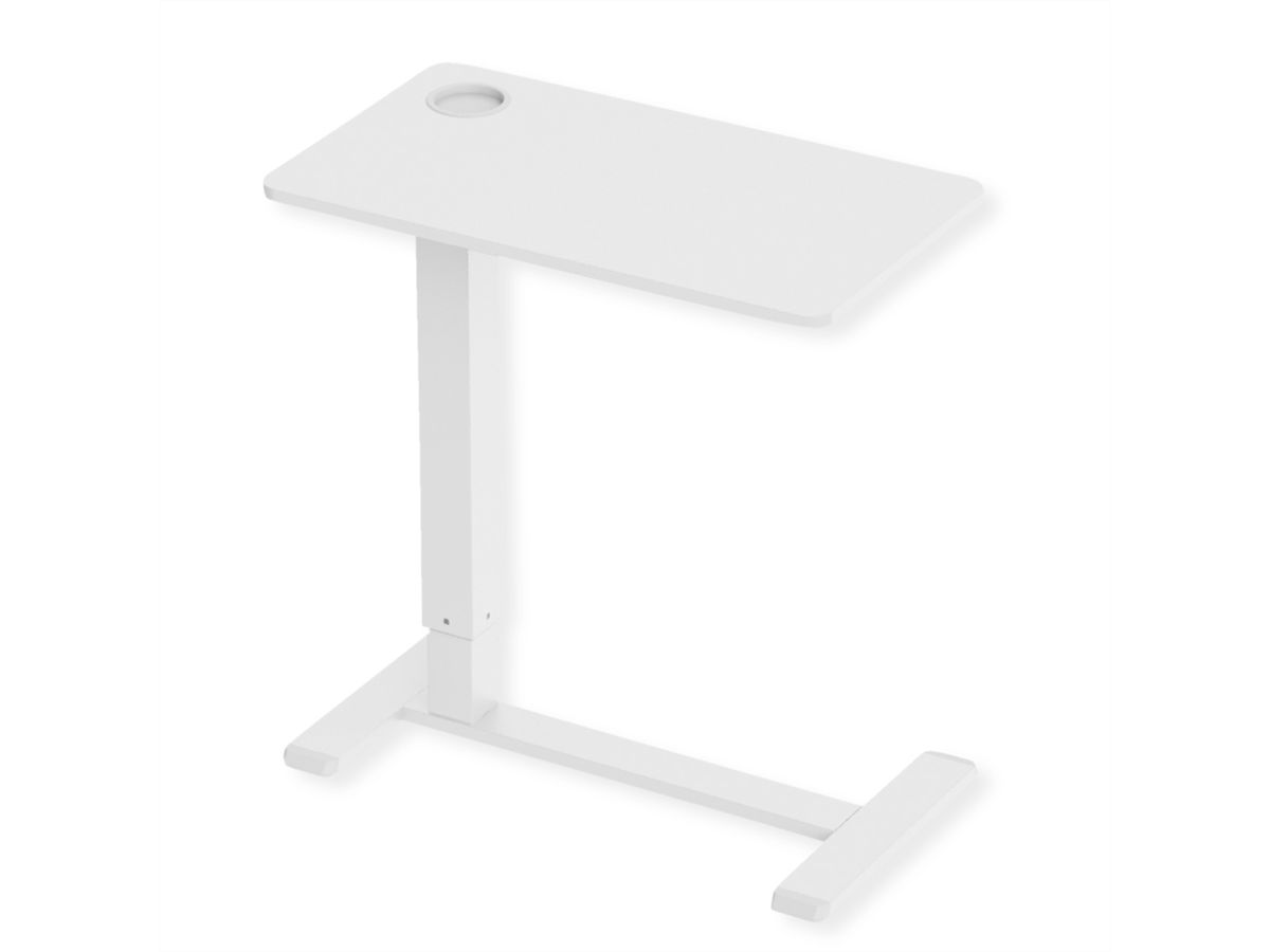 ROLINE Table d'appoint à vérin à gaz, réglable en hauteur, blanc
