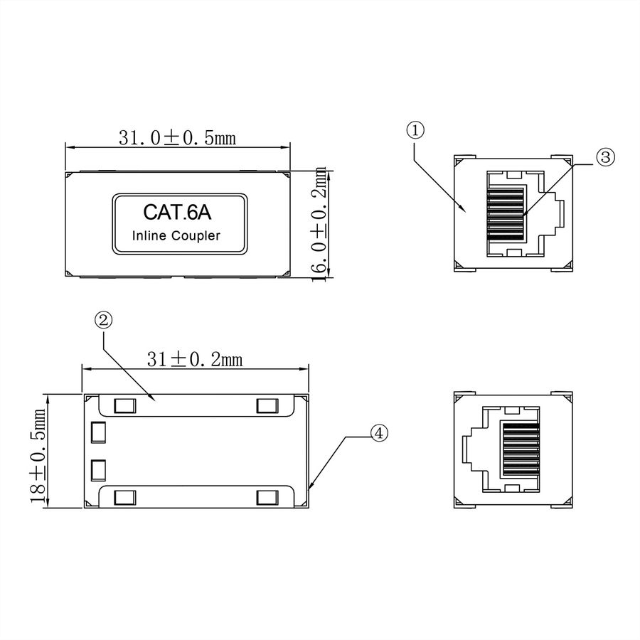 ROLINE Coupleur RJ-45 blindé, Cat.6A/Classe EA, argent