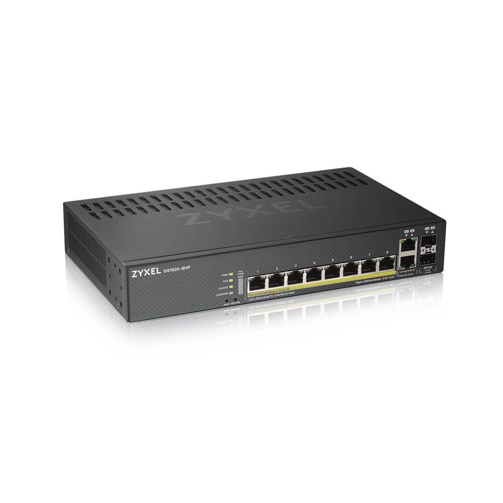 Zyxel GS1920-8HPV2 Géré Gigabit Ethernet (10/100/1000) Noir Connexion Ethernet, supportant l'alimentation via ce port (PoE)