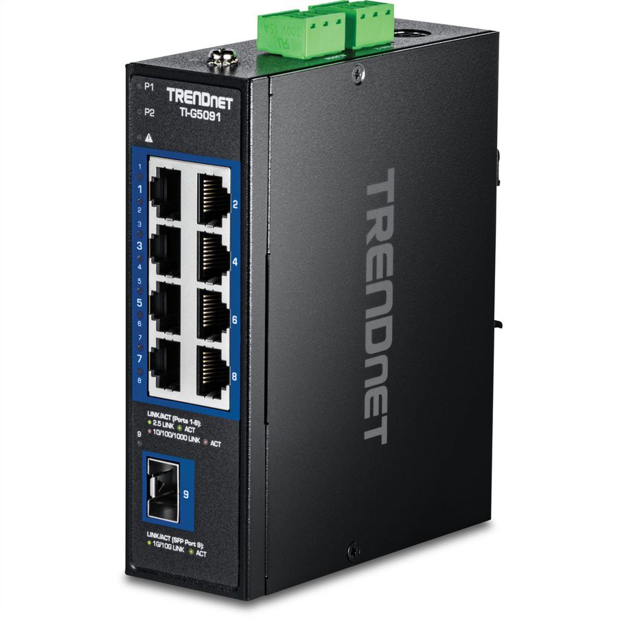 TRENDnet TI-G5091 Switch Rail DIN industriel 2,5G à 9 ports avec port SFP+ 10G