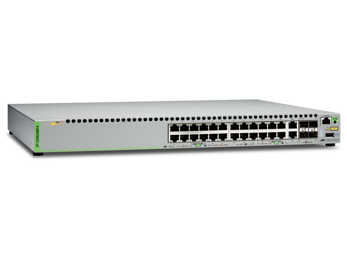 Allied Telesis AT-GS924MPX-50 Géré L2 Gigabit Ethernet (10/100/1000) Connexion Ethernet, supportant l'alimentation via ce port (PoE) Gris