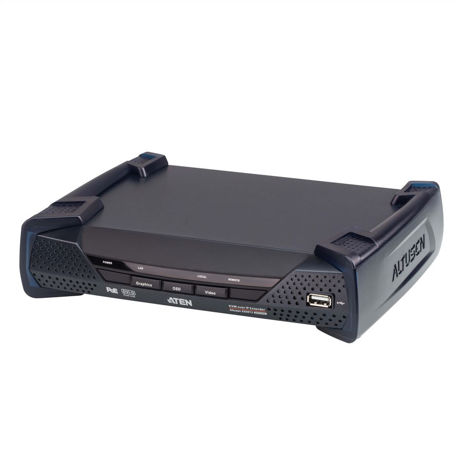 ATEN KE6912R Système d'extension KVM 2K DVI-D Dual Link sur IP avec PoE, récepteur