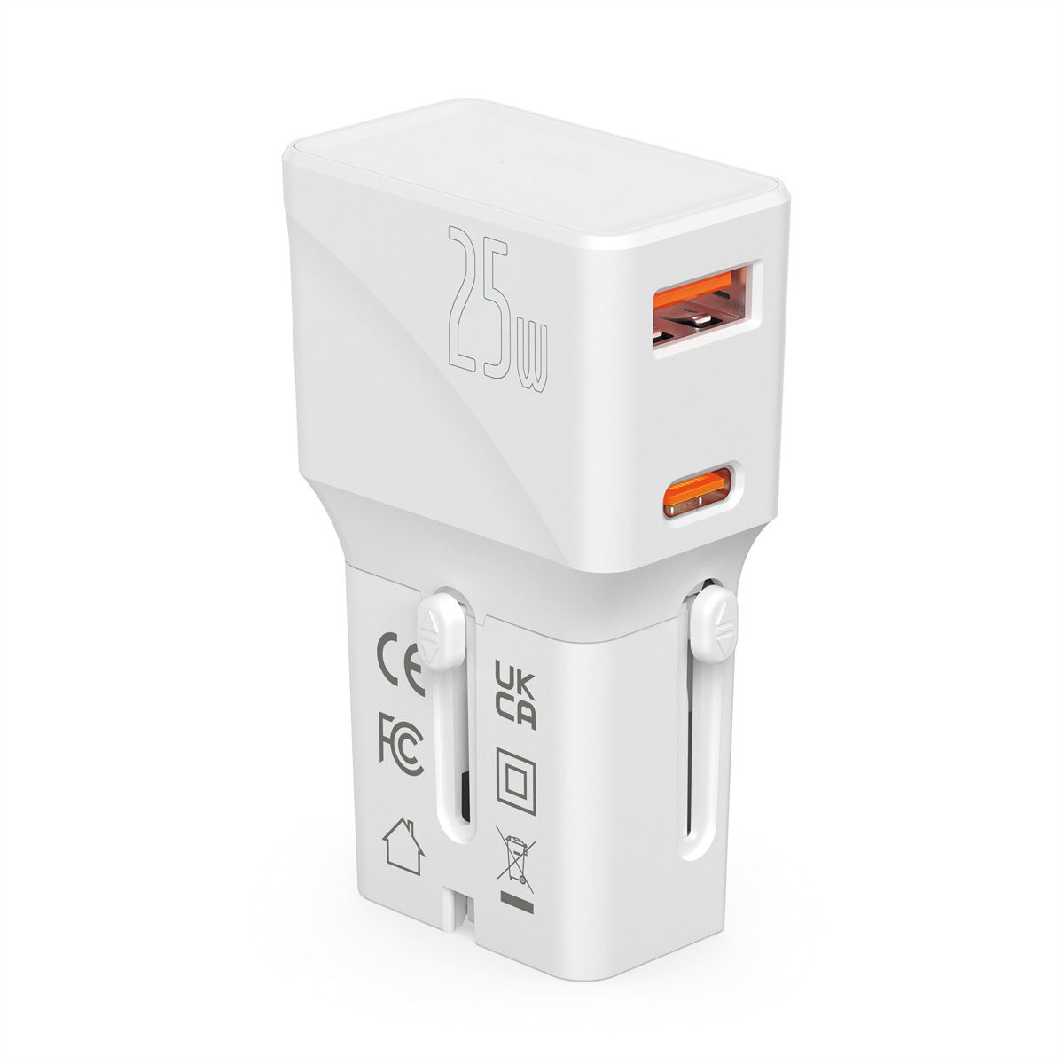 VALUE Chargeur de voyage USB avec prise UK/US/Euro, 2 ports, 1x QC3.0 A + 1x C (PD), 25W
