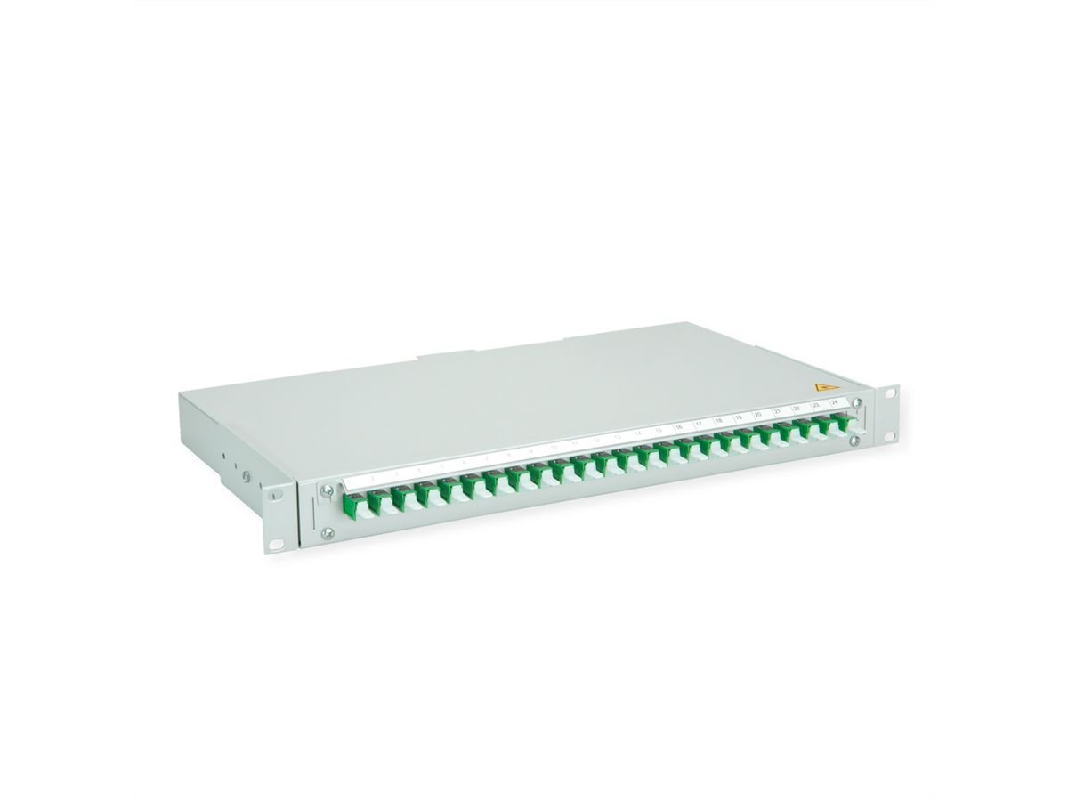 TELEGÄRTNER BASIS V Panneau fibre optique avec coupleurs & Pigtails , 24x E2000, OS2 vert APC