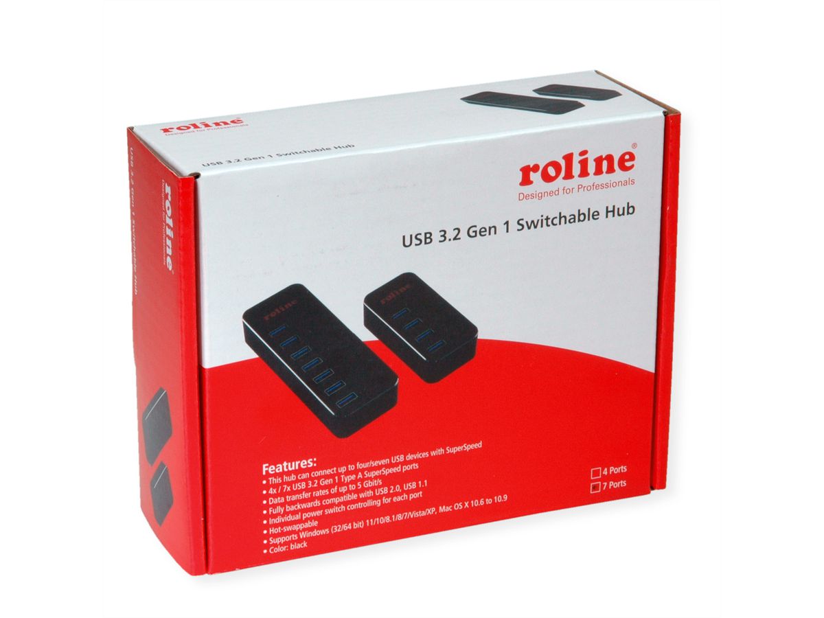 ROLINE Hub Notebook USB 3.2 Gen 1, 7 ports