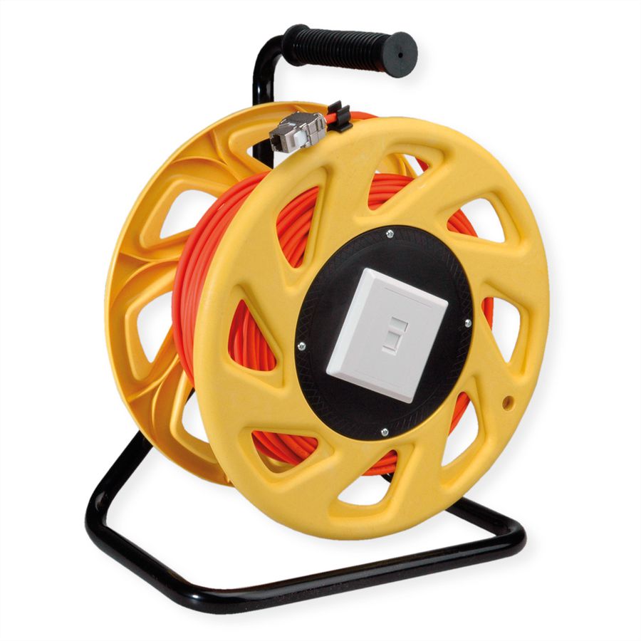 ROLINE Enrouleur de câble RJ-45 Cat.7, fils solides AWG26, connecteurs Cat.6A, orange, 60 m