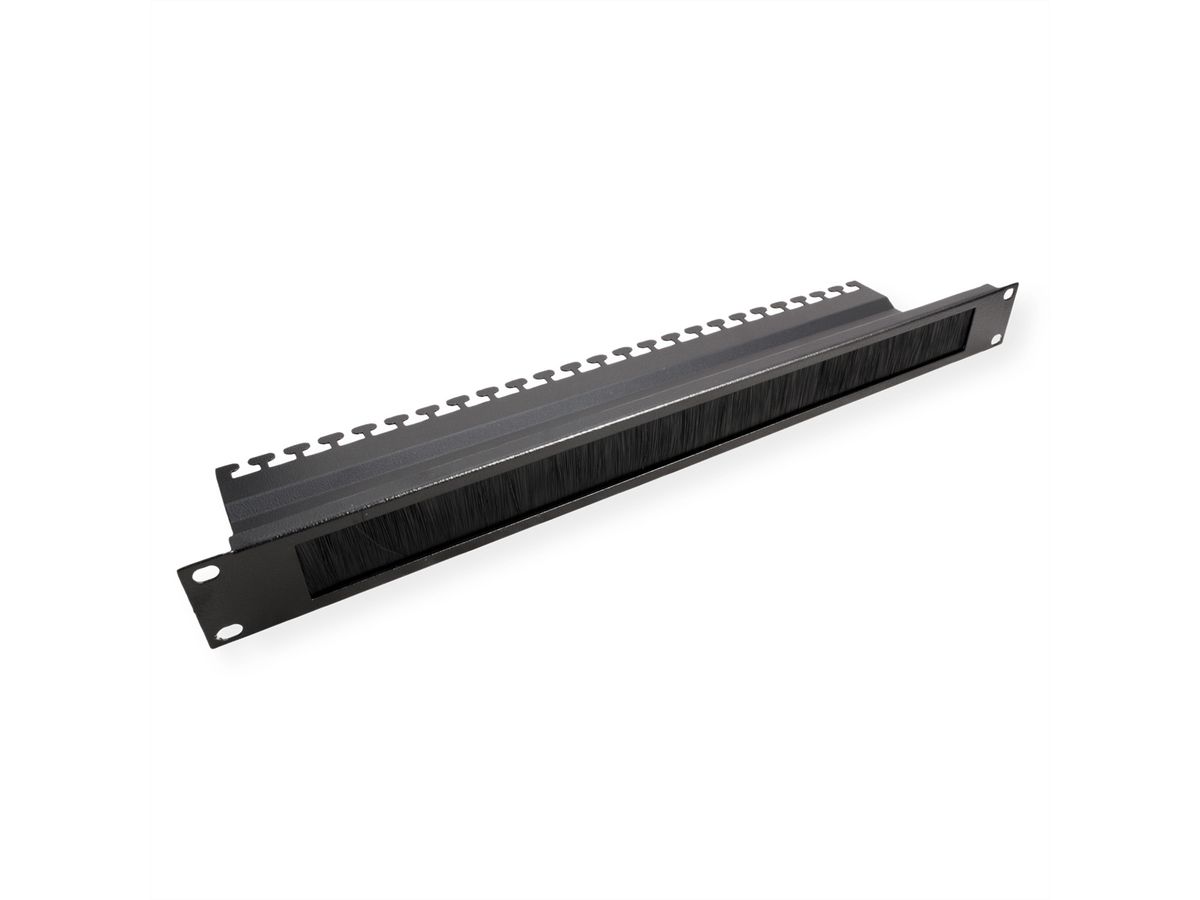 ROLINE 19" Passe-câbles, Avec brosse 1U noir