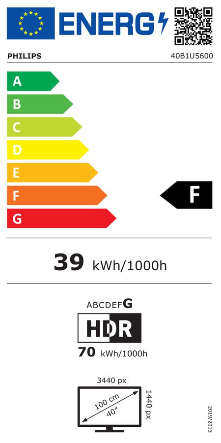 Philips 5000 series 40B1U5600/00 écran plat de PC 101,6 cm (40") 3440 x 1440 pixels Wide Quad HD LCD Noir