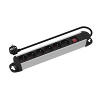 ROLINE Prise multiple, 6 ports avec interrupteur, boîtier aluminium, version UTE, noir / argent, 3 m