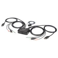 StarTech.com Switch KVM DisplayPort 2 Ports- 4K 60 Hz - Commutateur KVM USB DP 1.2 UHD avec Câbles 1,2 m Integrés & Audio - Alimenté par Bus - Commutation à Distance 1,5 m avec Bouton