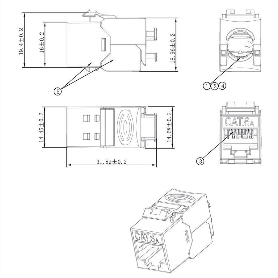 ROLINE Keystone Cat.6A (Classe EA), RJ-45, blindé, sans outil, GHMT, argent