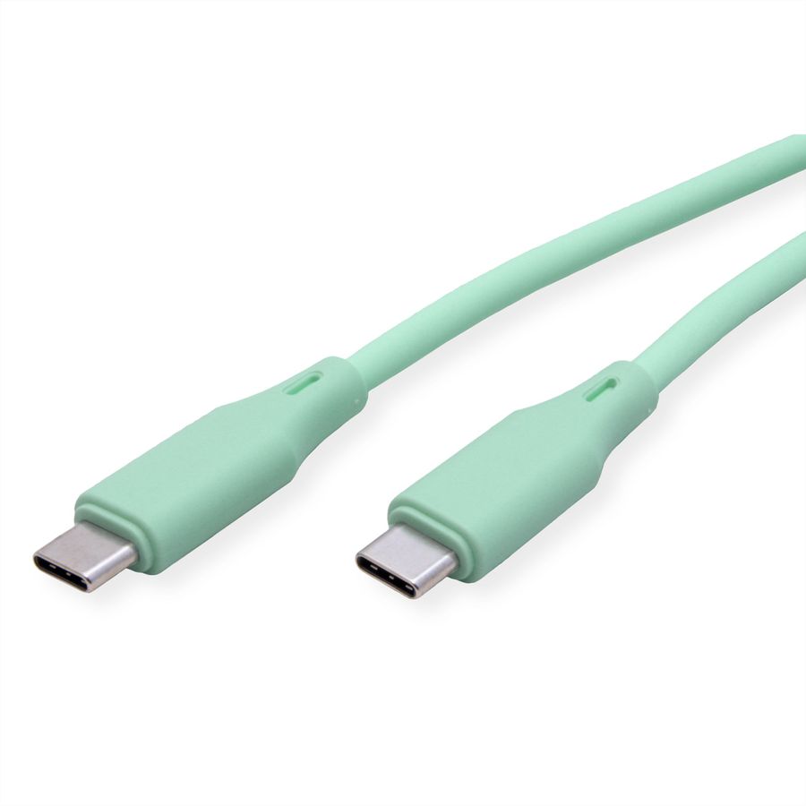 ROLINE Câble USB 2.0, C–C, M/M, silicone, 60W, vert, 1 m