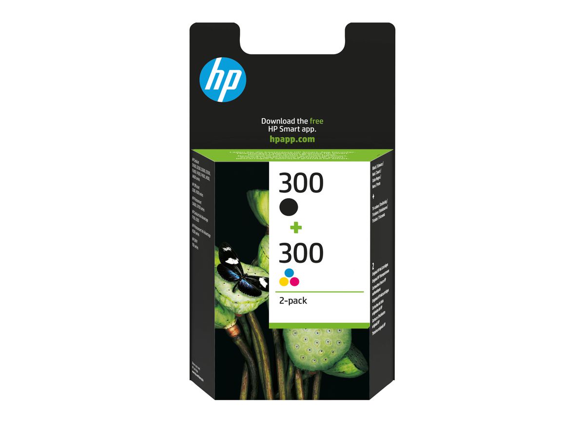 HP 300 pack de 2 cartouches d'encre noir/trois couleurs authentiques