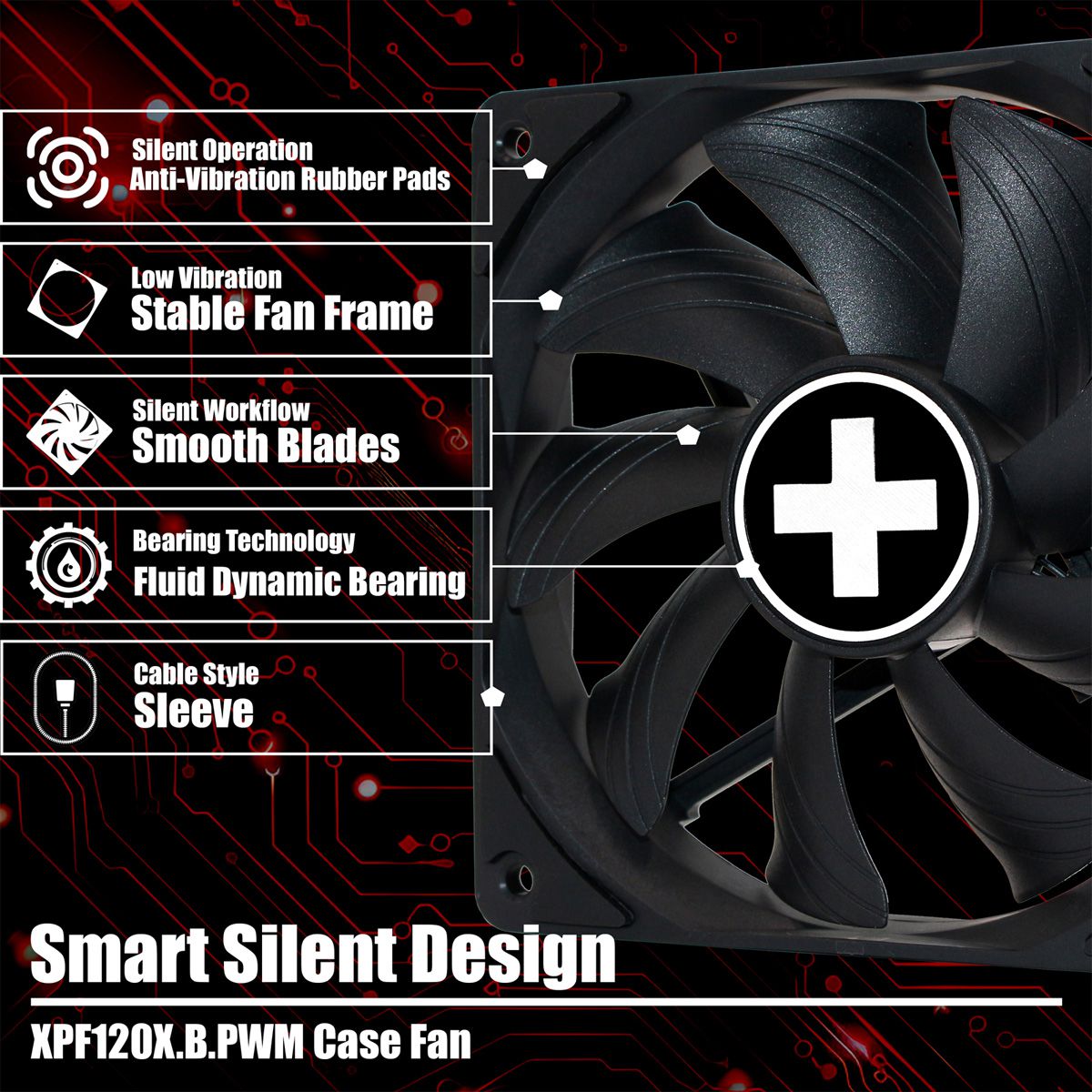 Xilence XPF120X.B.PWM 120mm PWM FDB Ventilateur de boîtier, 4PIN