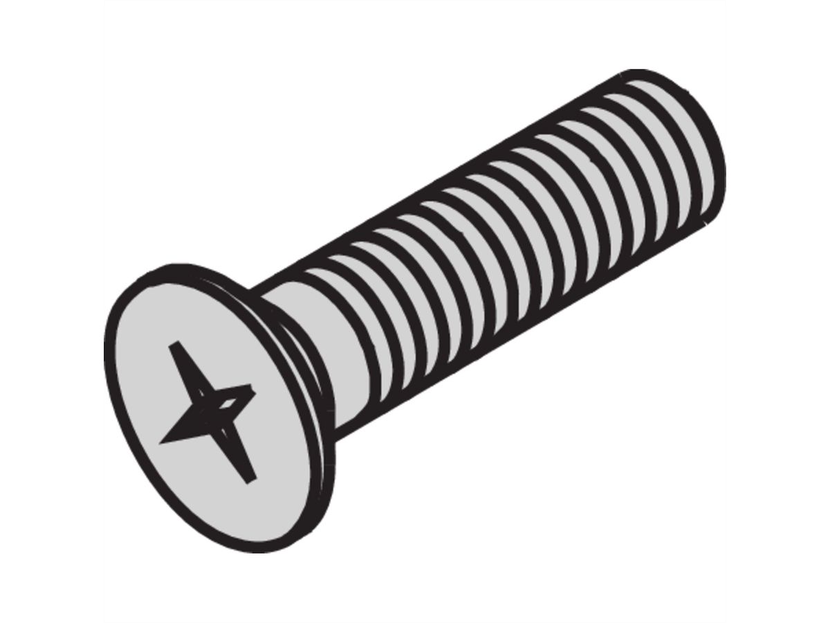 Vis à tête fraisée SCHROFF, empreinte cruciforme, M2.5x12 mm, acier nickelé