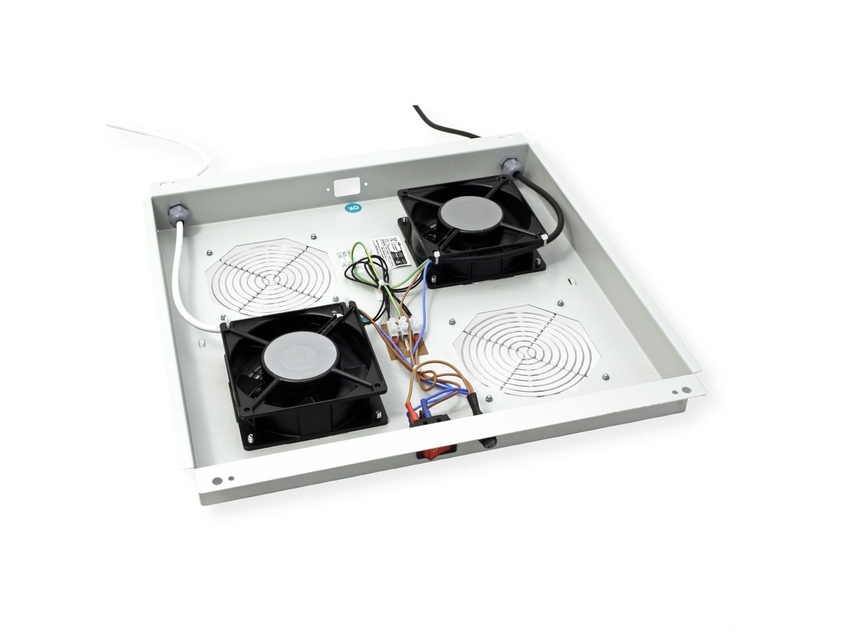 ROLINE 19" Unité de ventilation pour toit, 2 ventilateurs, thermostat, gris