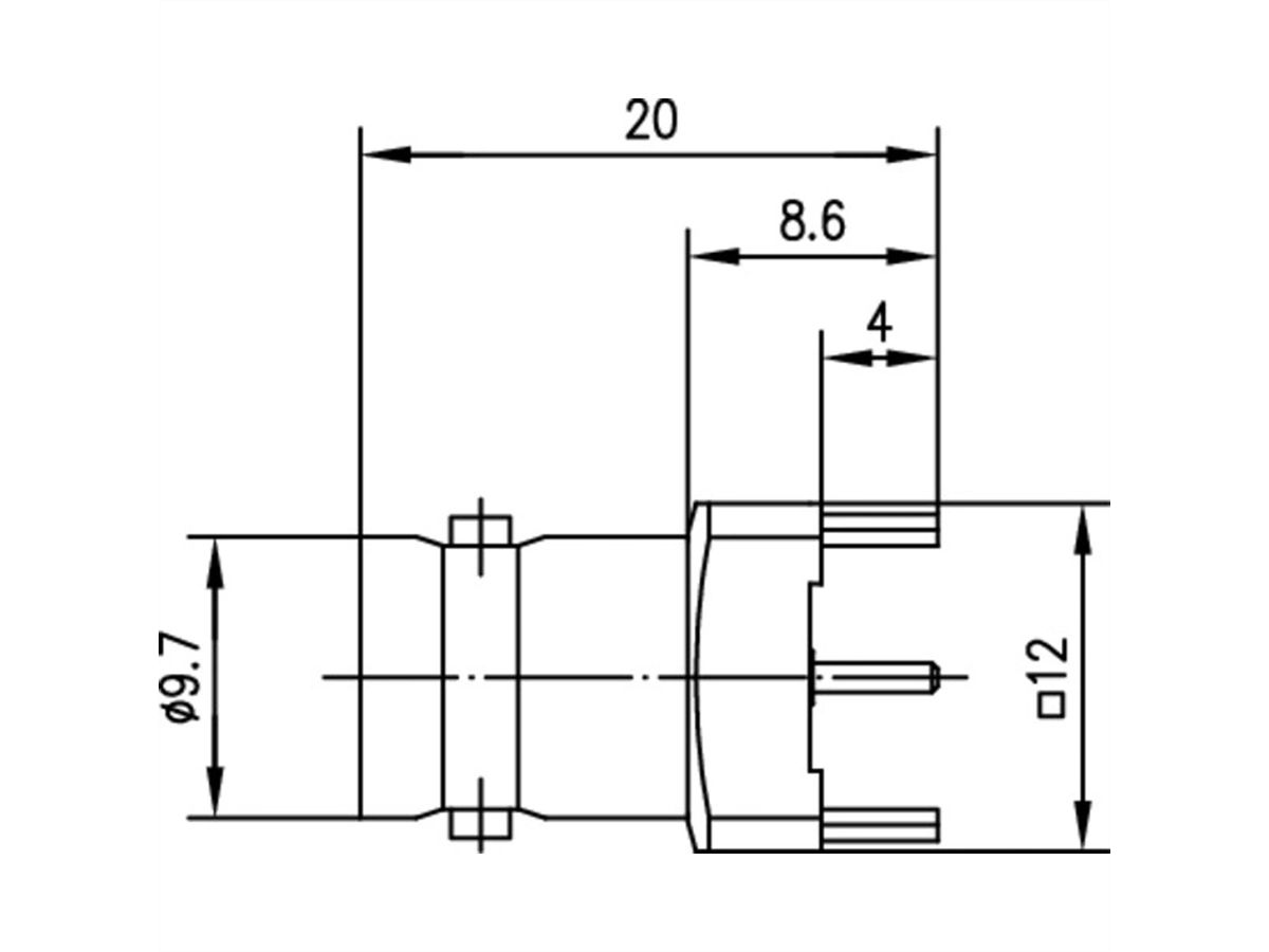 TELEGÄRTNER Prise BNC 50 ohms pour circuits imprimés